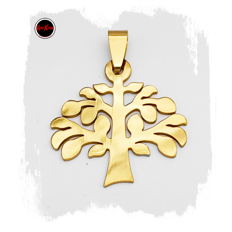 ARBOL DE LA VIDA LISO DORADO DIJE