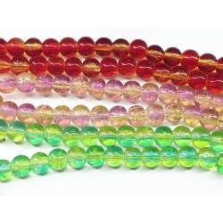 6MM VERDE CRAQUELADA TRASLUCIDO CUENTA PERFORADA VIDRIO TIRA