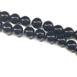 10MM NEGRO BRILLANTE PLENO CUENTA PERFORADA VIDRIO TIRA