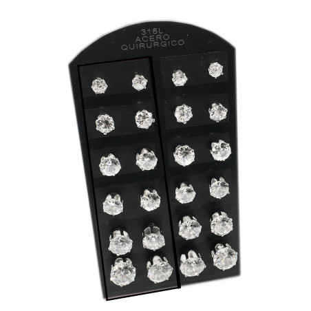 BLISTER X12 PARES SURTIDOS COPITA 6/8/10mm CUBIC ZIRCON AROS