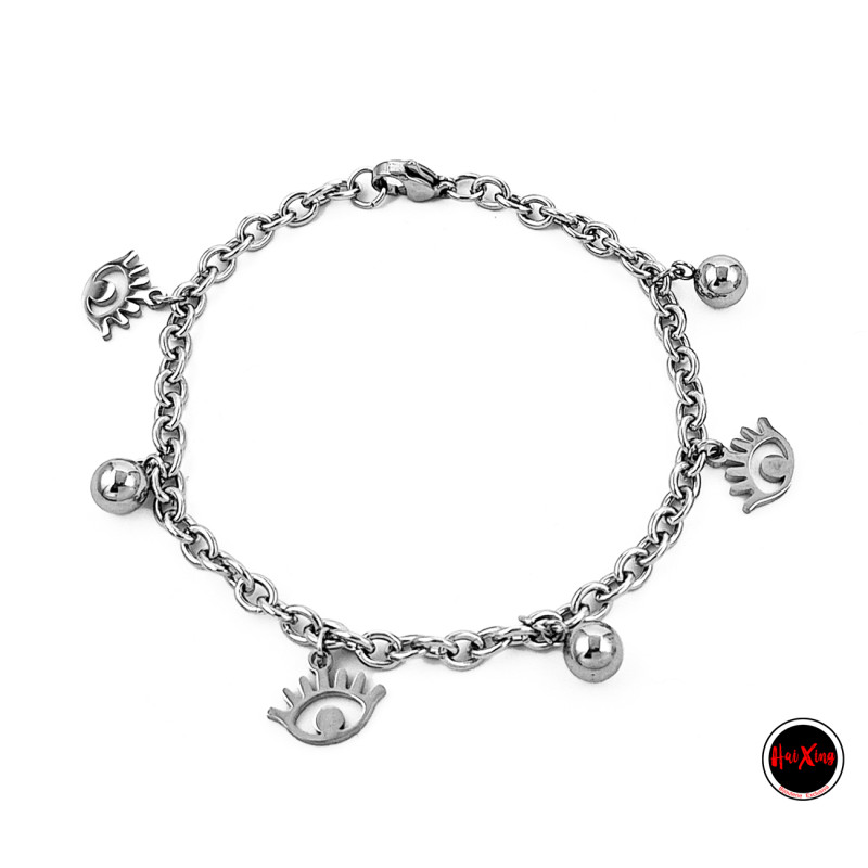 OJO TURCO TRES Y TRES BOLITAS 19 CM PULSERA