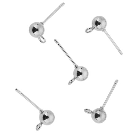 15 PARES (30 UNIDADES) BASE DE ARO C/ BOLITA 4MM Y ARGOLLA PASANTE FORNITURA