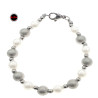 CUENTAS GRIS PERLADO - PERLAS Y BOLITAS DE ACERO QUIRURGICO 18CM PULSERA