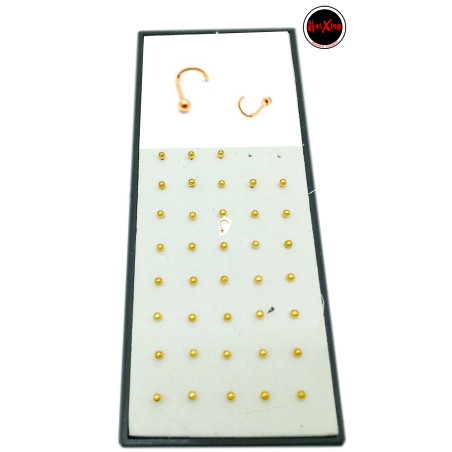 DORADO 5 PERNOS CURVO NOSTRIL NARIZ PIERCING