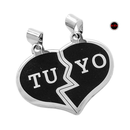 TU Y YO FONDO NEGRO CORAZON PARA COMPARTIR DIVISIBLE DIJE