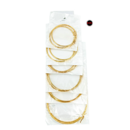 DORADO TIRA X6 PARES C:GRANDE 50-55-60-65-70-75MM ARGOLLAS ACERO DORADO CIERRE ITALIANO ARO