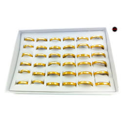 UNIDAD ALIANZA PLANA BORDE FACETADO 4 MM PREMIUM SUPER BRILLO DORADO ACERO ANILLO