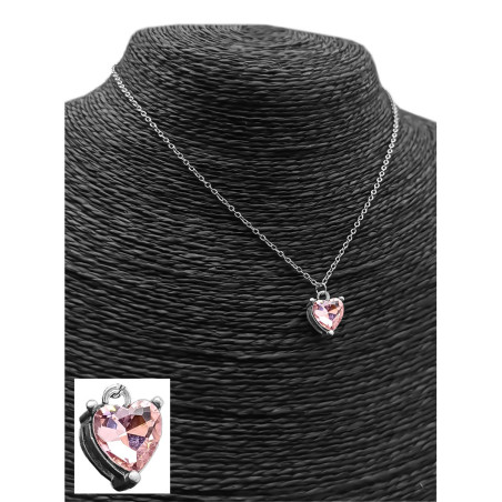 ROSA SOBRESALIDO CORAZON C/ CUBIC ZIRCON 39 + 5CM COLLAR