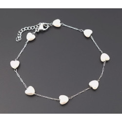 CORAZONES DE PERLAS 3D EN ESLABONES ALARGADOS 18+5 CM PULSERA