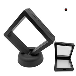 GRANDE 11*11CM CAJA Y SOPORTE NEGRA EXHIBIDOR FLOTANTE ESTUCHE CUADRADO TRANSPARENTE