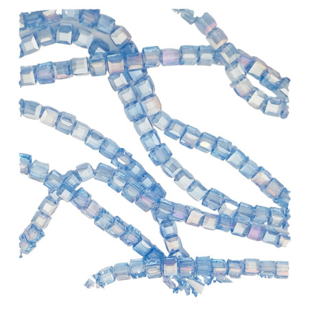 3MM CUBO AZUL LAVANDA TRASLUCIDO AB FACETADO CUENTA PERFORADA VIDRIO TIRA