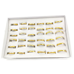 CURVA X6 ALIANZAS COMBINADA 4MM ALIANZA PREMIUM SUPER BRILLO ACERO ANILLO