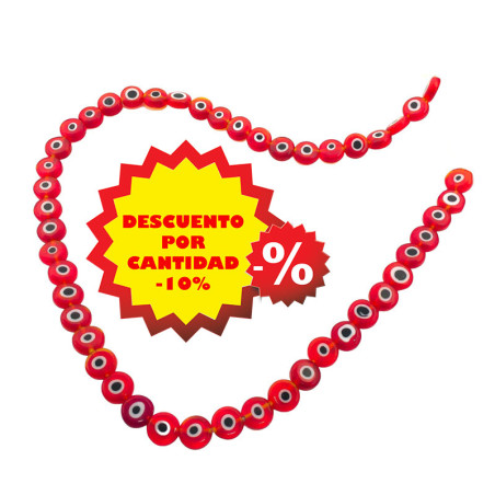 ROJO TRASLUCIDO CHATO 8*3MM OJO TURCO CUENTA VIDRIO PERFORADA TIRA