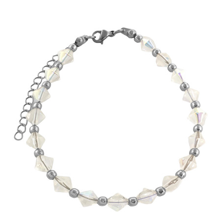 CRISTAL AB CONO GRANDE Y BOLITA 18+4 CM PULSERA / TOBILLERA