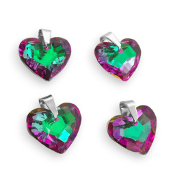VIOLETA / VERDE CENTRO 18*15MM CRISTAL TORNASOLADO FACETADO CORAZON DIJE