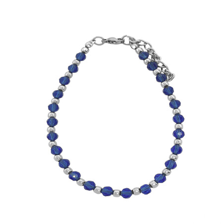 AZUL CRISTAL CUENTAS FACETADAS 4MM Y BOLITAS 18+3.5CM PULSERA / TOBILLERA