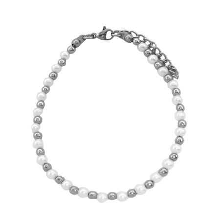 PERLAS Y BOLITAS DE ACERO 18+3.5CM PULSERA