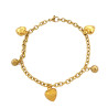 DORADO TRES CORAZONES INFLADOS Y DOS BOLITAS EN PULSERA 18CM PULSERA