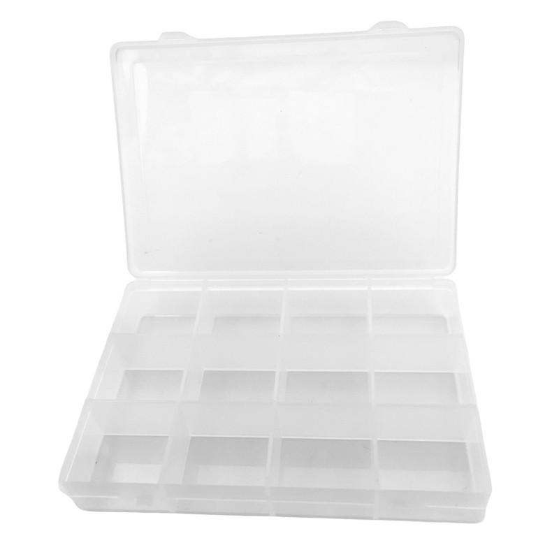 CAJA PLASTICA 16*11CM PROFUNDIDAD 2.6CM 12 DIVISIONES