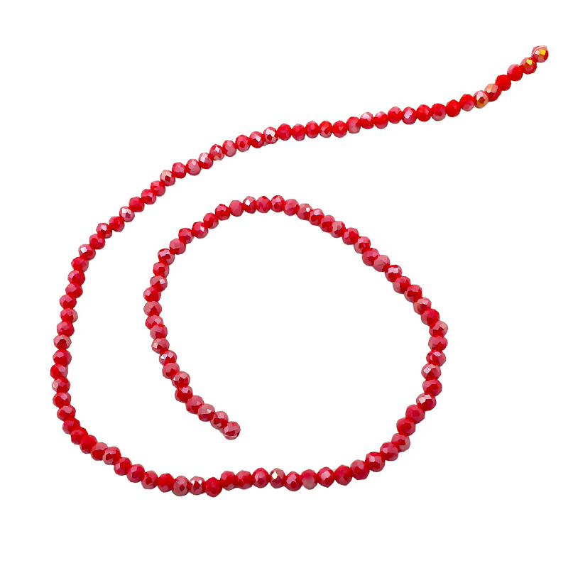 4MM ROJO PLENO AB CUENTA FACETADA PERFORADA VIDRIO TIRA