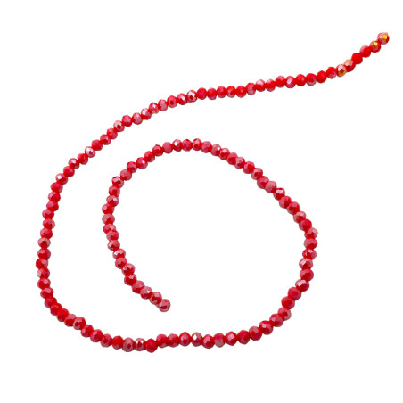 4MM ROJO PLENO AB CUENTA FACETADA PERFORADA VIDRIO TIRA