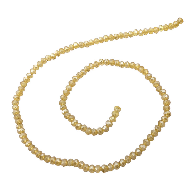 4MM DORADO TRASLUCIDO AB CLARO CUENTA DE VIDRIO FACETADA TIRA