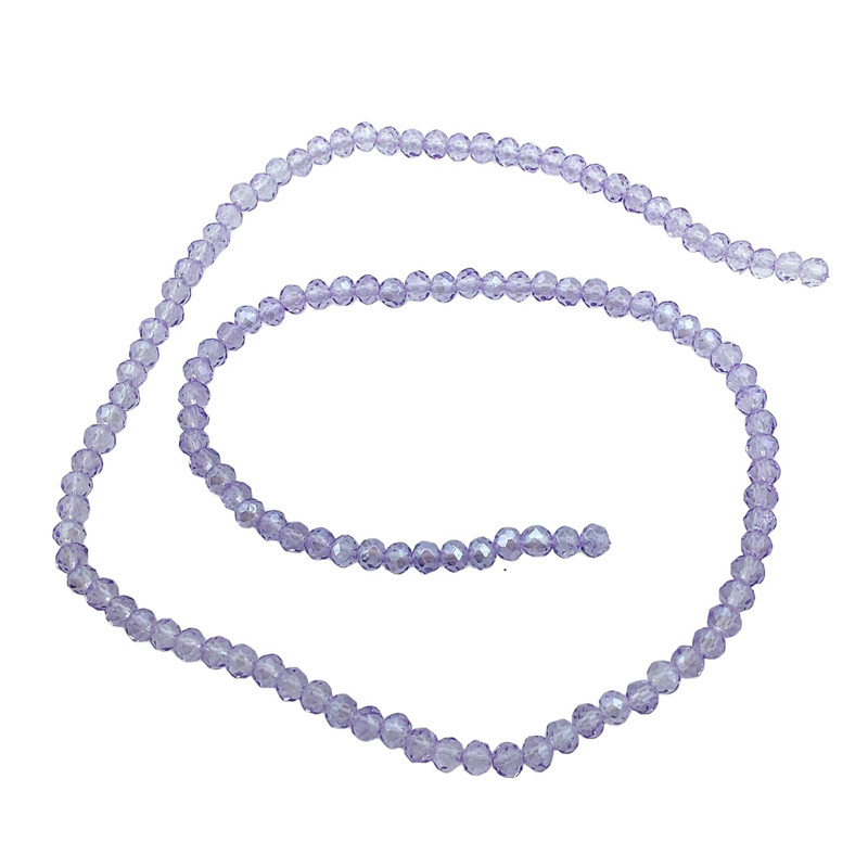 4MM LILA TRASLUCIDO AB CUENTA FACETADA PERFORADA VIDRIO TIRA