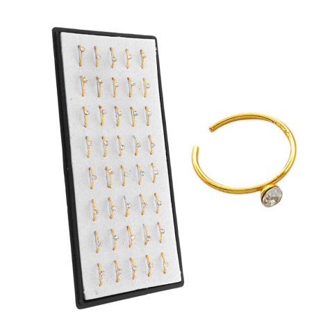DORADO BLISTER x40 ARGOLLITA O ARO C/ STRASS DE NARIZ NOSE STUD PIERCING
