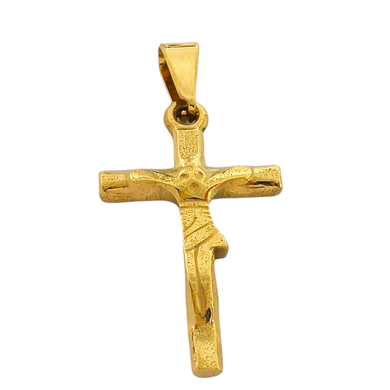 DORADO CRUZ C/ CRISTO EN RELIEVE RECTA 17*29MM DIJE