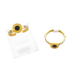 DORADO CAJA x36 TIPO BULGARI C/ 5 STRASS DE CADA LADO DEL CENTRO NEGRO ANILLO