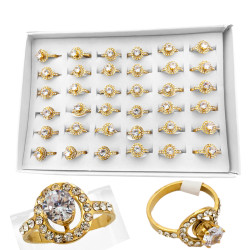 DORADO CAJA POR x36 CUBIC GRANDE CENTRAL Y MUCHOS STRASS EN CIRCULO Y LATERALES ANILLO