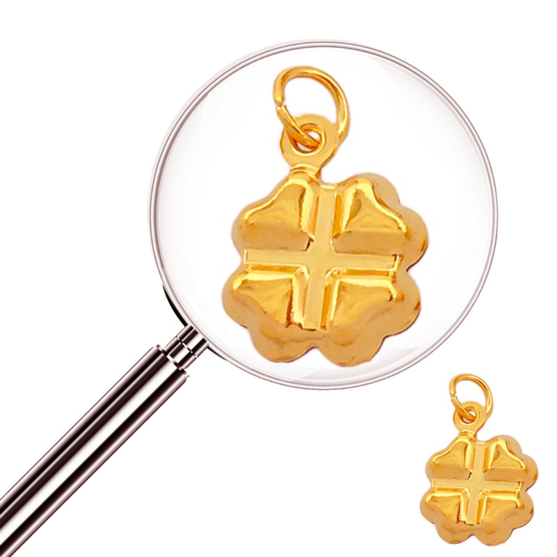 DORADO TREBOL FLOR DE CUADTRO PETALOS C/ ARGOLLITA MINI DIJE