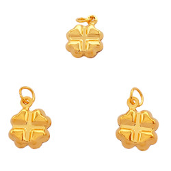 DORADO TREBOL FLOR DE CUADTRO PETALOS C/ ARGOLLITA MINI DIJE