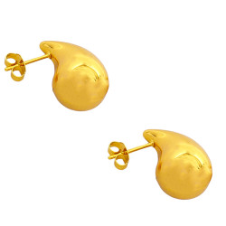 DORADO PAR GOTA 3D 12*22MM PLASTICO BAÑADO EN BOLSITA SIN CARTON PORTA AROS