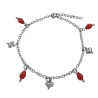 ROJO PLENO CRISTAL FACETADO Y CORAZONES 3D 21+3 CM PULSERA / TOBILLERA