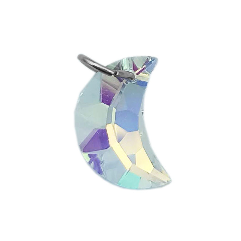 MINI LUNA 10*20MM C/ ARGOLLA CRISTAL AB FACETADO DIJE