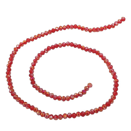 6MM ROJO OSCURO TRASLUCIDO AB CUENTA FACETADA PERFORADA VIDRIO TIRA