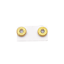 DORADO 8MM CARTON X12 PARES REDONDOS CENTRO C/ STRASS TIPO BULGARI ARO