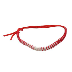 HILO BLANCO ROJO RIVER OJAL ANCHO 5MM-25CM REGULABLE PULSERA / TOBILLERA