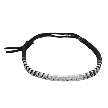 HILO BLANCO NEGRO OJAL ANCHO 5MM-25CM REGULABLE PULSERA / TOBILLERA