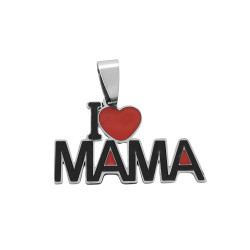 I AMO MAMA CORAZON ROJO LETRAS NEGRAS DIJE