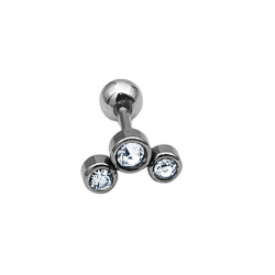 UNIDAD TRES CILINDROS EN V CUBIC ZIRCON HELIX TREPADOR ROSCA INTERNA PIERCING