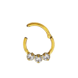 DORADO TRES STRASS ARGOLLA CLICKER C/ BISAGRA PIERCING