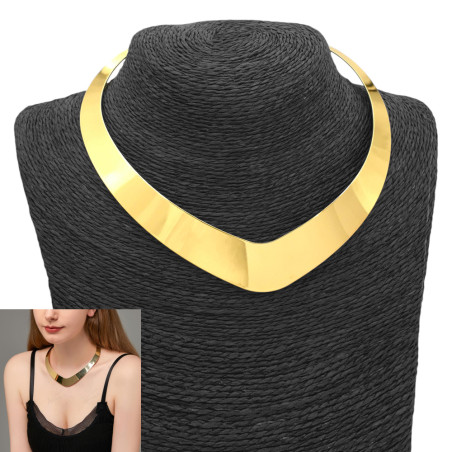 DORADO FANTASIA FINA RIGIDA EN FORMA DE V TIPO CHOKER GARGANTILLA