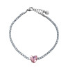 CADENA DE STRASS C/ CORAZON CRISTAL CUBIC ROSA FACETADO 18+3CM PULSERA