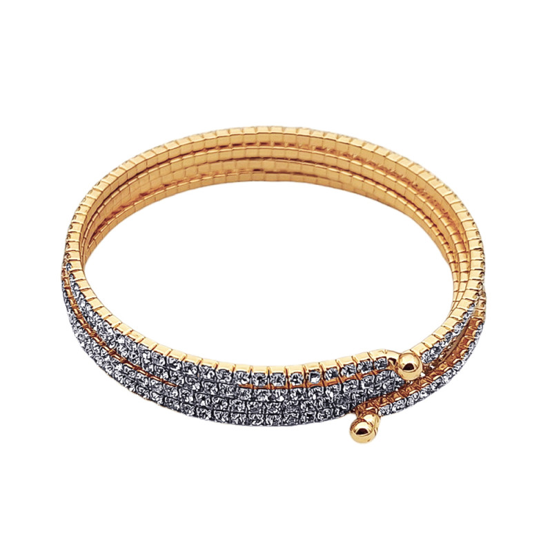 DORADO BRAZALETE PULSERA GARGANTILLA TOBILLERA C/ STRASS FANTASIA FINA PREMIUM