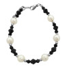 NEGRO CRISTAL C/ SEIS PERLAS GRANDES Y CONOS DE DOS TAMAÑOS 19+3CM PULSERA