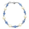 AZUL CRISTAL C/ SEIR PERLAS GRANDES Y CONOS DE DOS TAMAÑOS 19+3CM PULSERA