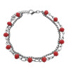 ROJO PLENO CUENTAS DOBLE CADENA FORCE Y ROLO CUADRADA 19+3 CM PULSERA