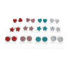 PACK x12 PARES CORAZON ESTRELLA CIRCULO CRISTAL C/ BRILLOS DE STRASS ABRIDOR ARO